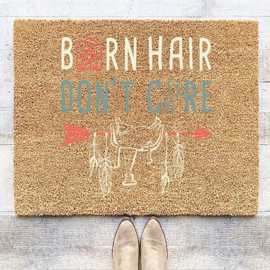 Horse Lover Equestrian Riding Barn Hair Dont Care Coir Doormats