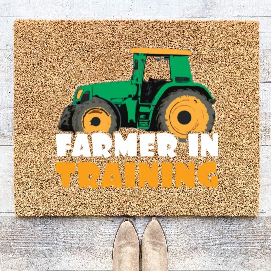 Farmer In Training Tractor Truck Rancher Farm Coir Doormats