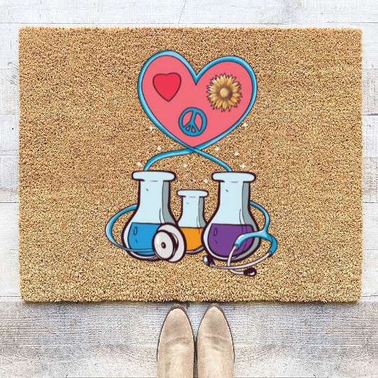 Medical Laboratory Science Heart Cartoon Coir Doormats