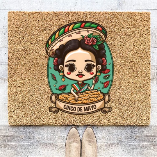 Frida Kahlo & Tacos Funny Cinco De Mayo Mexican Coir Doormats