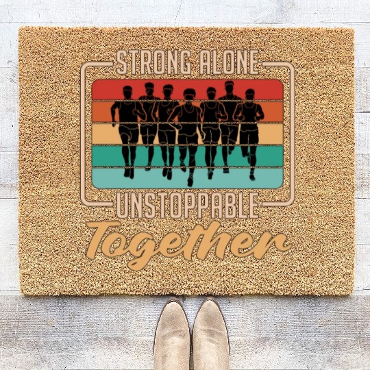 Cross Country Strong Alone Unstoppable Retro Race Coir Doormats