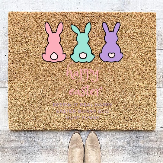 1Peepin It Real Happy Easter Bunny Egg Hunt Funny Coir Doormats