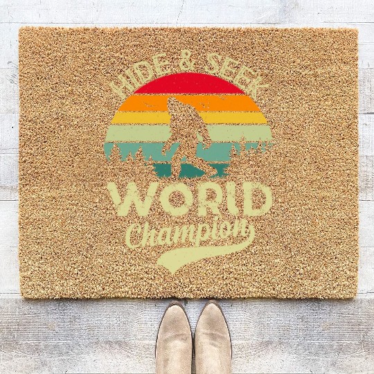 Hide and Seek Nature boy Hiker funny Coir Doormats