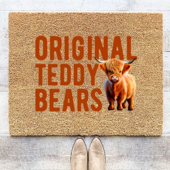 Original Teddy Bears Highland Cow Scottish Cattle Coir Doormats