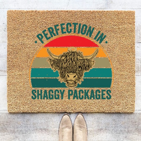 Perfection In Shaggy Packages Highland Cow Coir Doormats