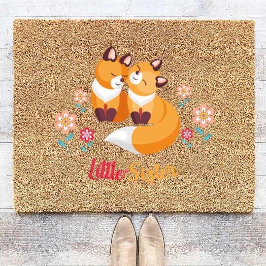 Cute Fox Siblings Gift for Little Sister Coir Doormats