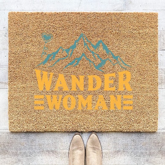 Wanderwoman Mountaineer Wanderlust Hiker Coir Doormats