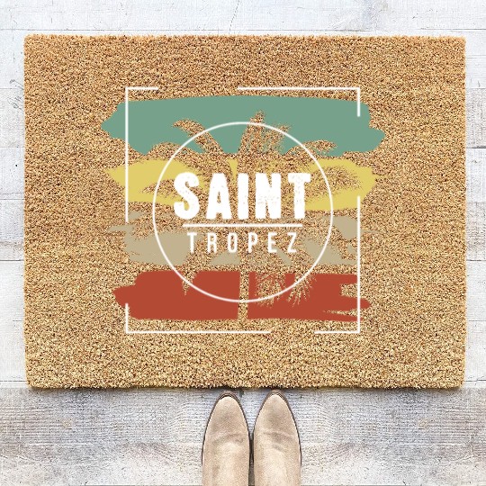Saint Tropez Artistic Palm Tree Retro Coir Doormats