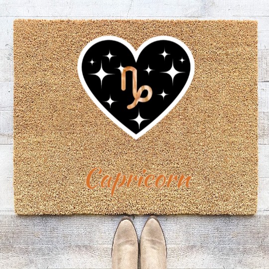 Capricorn zodiac sign, astrology, sun, birthday Coir Doormats