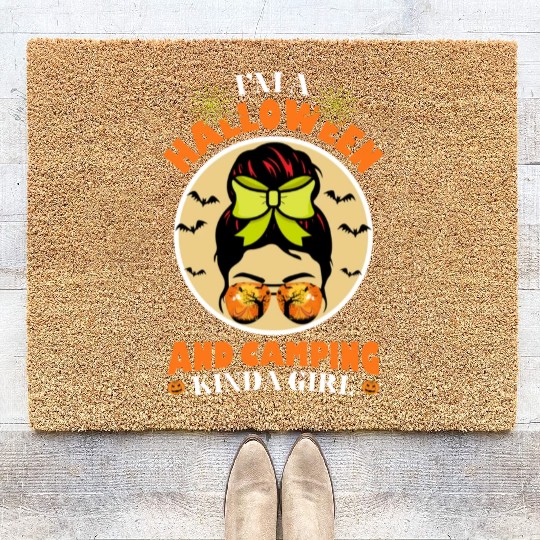 Im a Halloween And Camping Kinda Girl Trick or Tre Coir Doormats