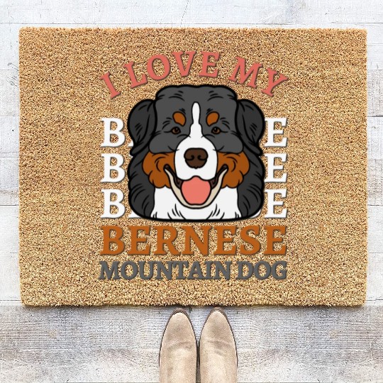 Bernese Mountain Dog cute mom of Bernese Mountain Coir Doormats