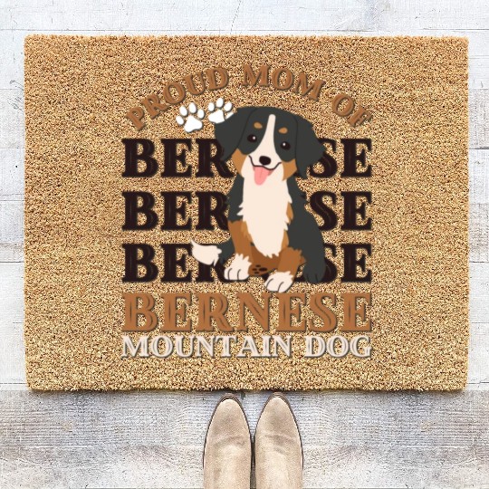 Bernese Mountain Dog mom of Bernese Mountain dogs Coir Doormats