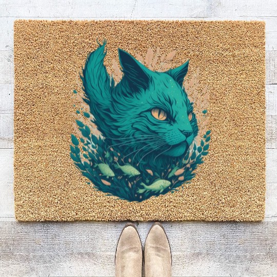 Great Green Beast Cat Funny Design Coir Doormats