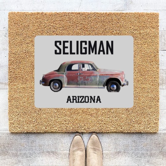 Old car city of Seligman in Arizonna, US Route 66 Coir Doormats