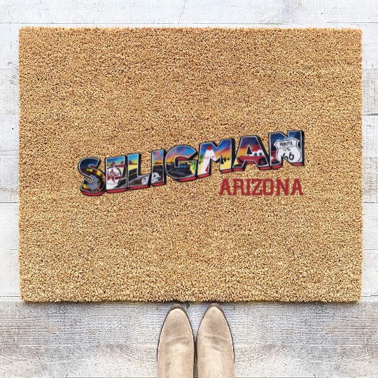 City of Seligman in Arizonna, US Route 66 Coir Doormats