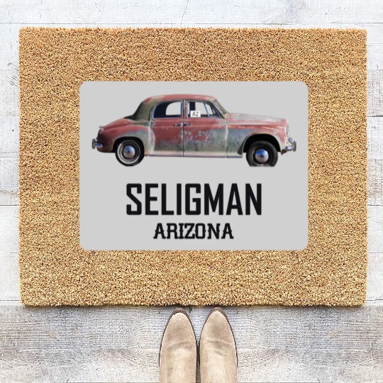 Old car city of Seligman in Arizonna, US Route 66 Coir Doormats