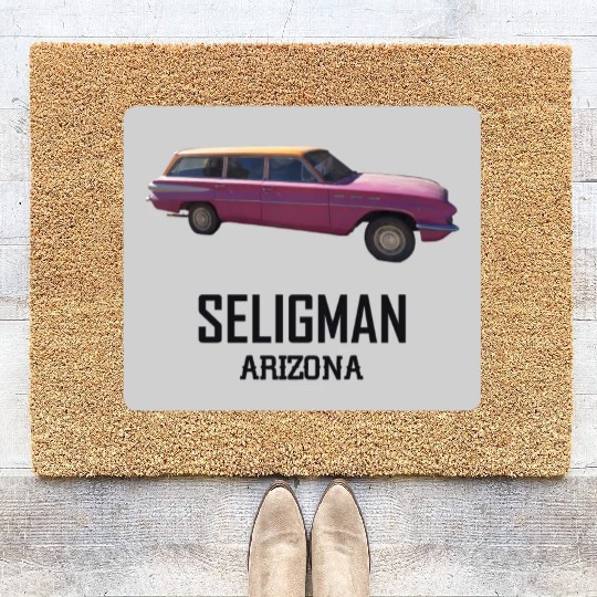 Old car city of Seligman in Arizonna, US Route 66 Coir Doormats