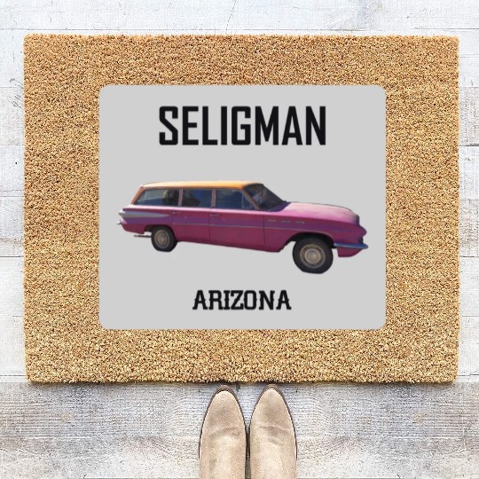 Old car city of Seligman in Arizonna, US Route 66 Coir Doormats