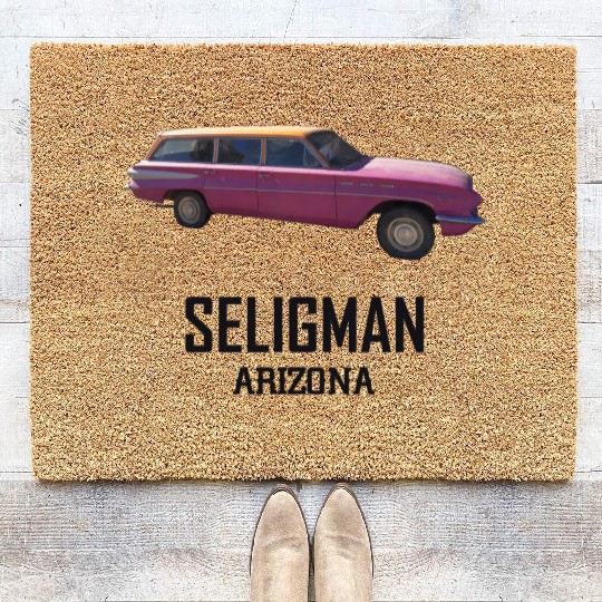 Old car city of Seligman in Arizonna, US Route 66 Coir Doormats