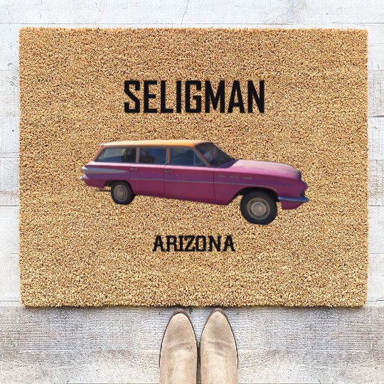 Old car city of Seligman in Arizonna, US Route 66 Coir Doormats