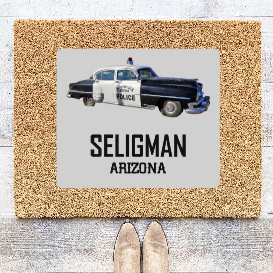 Old car city of Seligman in Arizonna, US Route 66 Coir Doormats