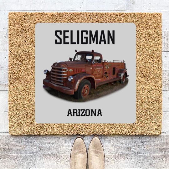 Old car city of Seligman in Arizonna, US Route 66 Coir Doormats