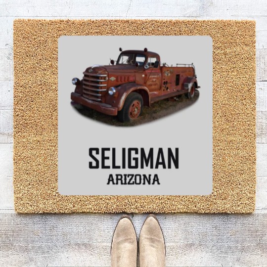 Old car city of Seligman in Arizonna, US Route 66 Coir Doormats