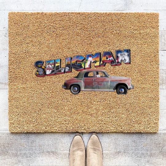 Old car city of Seligman in Arizonna, US Route 66 Coir Doormats