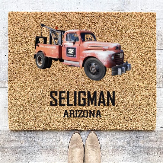 Old car city of Seligman in Arizonna, US Route 66 Coir Doormats