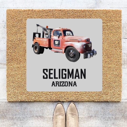 Old car city of Seligman in Arizonna, US Route 66 Coir Doormats