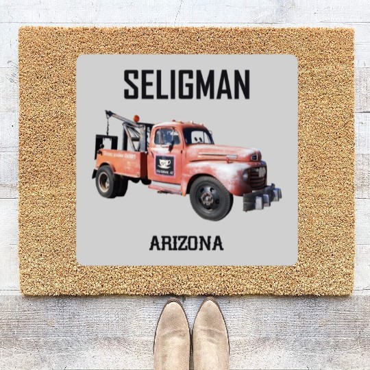 Old car city of Seligman in Arizonna, US Route 66 Coir Doormats