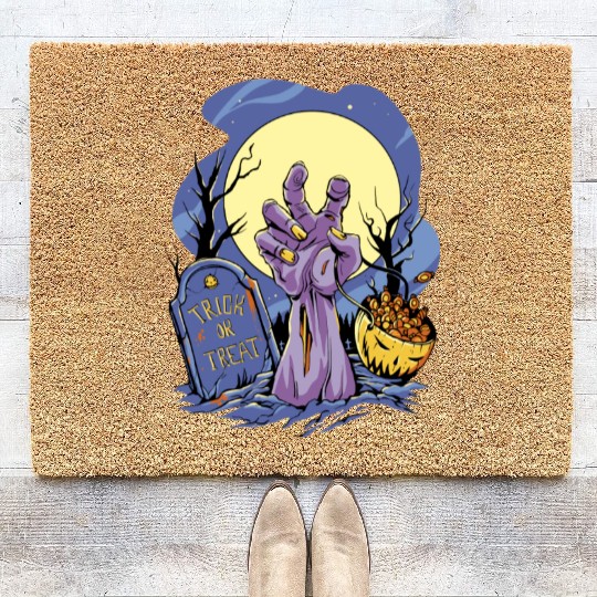 Halloween Zombie Candy Trick Or Treat Coir Doormats
