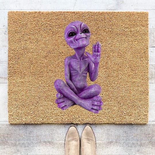 Purple Stone Alien Statue Coir Doormats