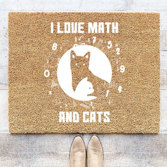 I Love Math And Cats Gift for Mathematics Lovers Coir Doormats