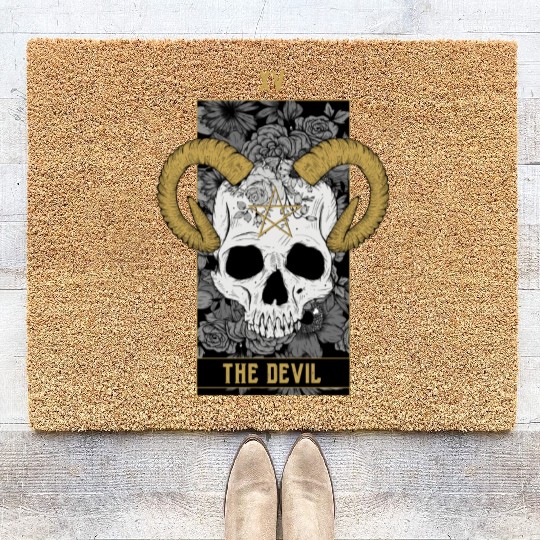 The Devil Tarot Card Skull Coir Doormats