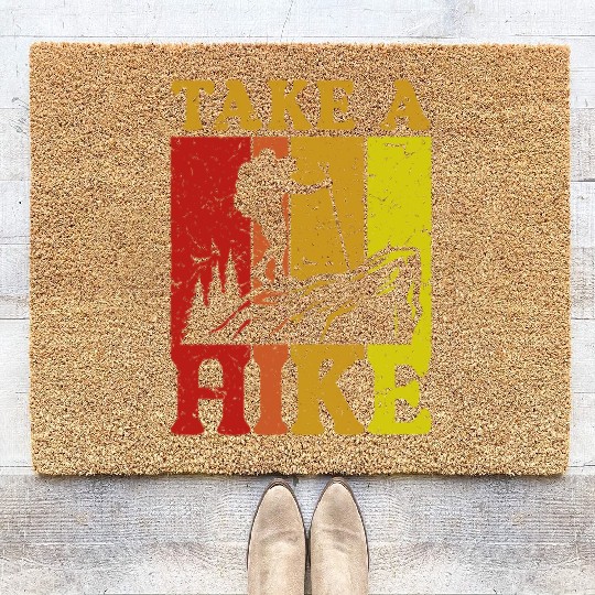 Take a Hike Wanderlust Hiker Hiking Mountains Coir Doormats