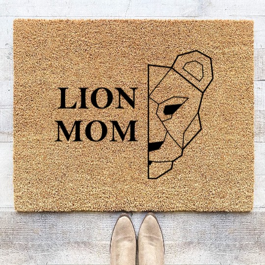 Lion Mom black Mother's Day Gift Coir Doormats