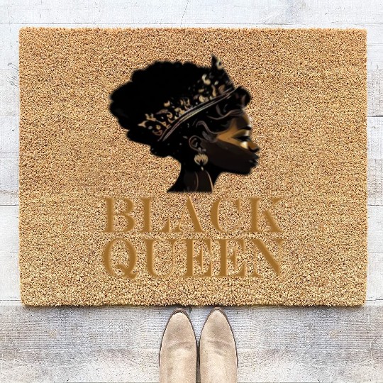 Womens Black Queen Coir Doormats
