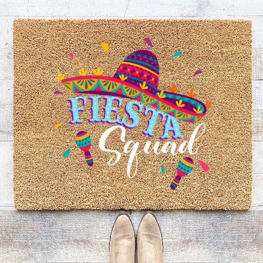 Fiesta Squad Cinco De Mayo Mexican Sombrero Family Coir Doormats