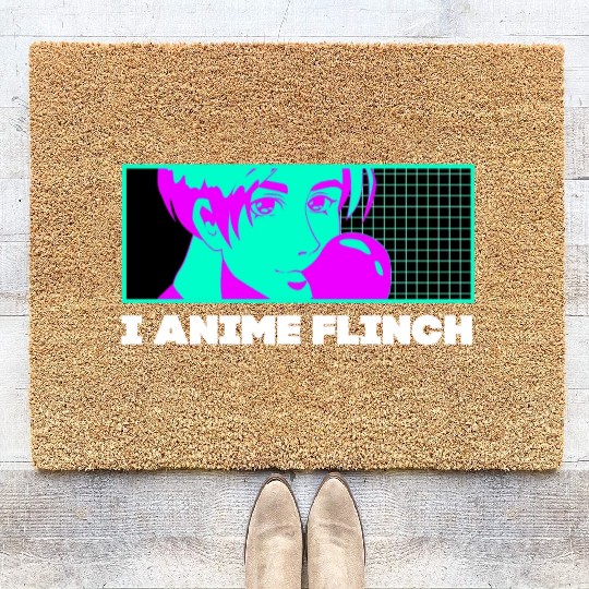 I Anime Flinch Funny Japanese Humor Japan Kawaii A Coir Doormats