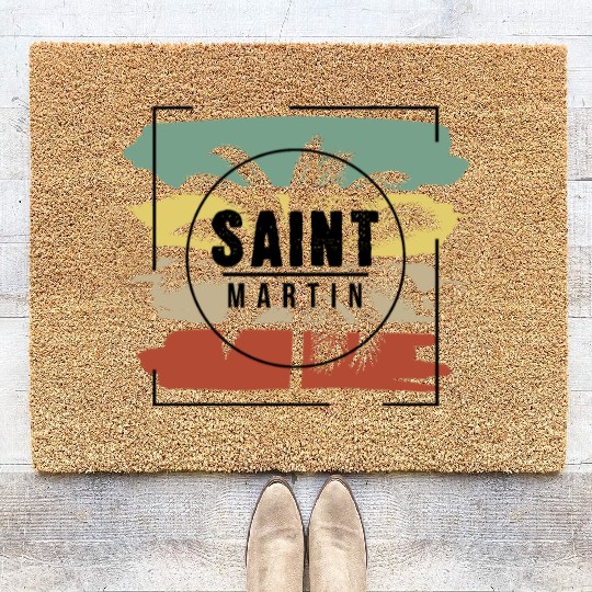 Saint Martin Palm Tree Retro Artistic Coir Doormats