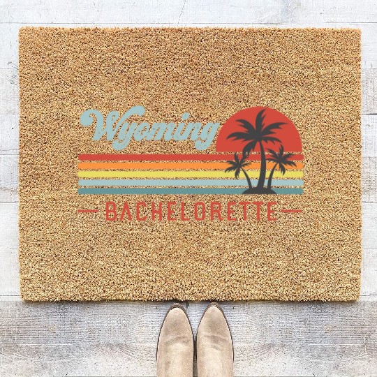 Wyoming Bachelorette, Palm Trees & Vintage Sunset Coir Doormats