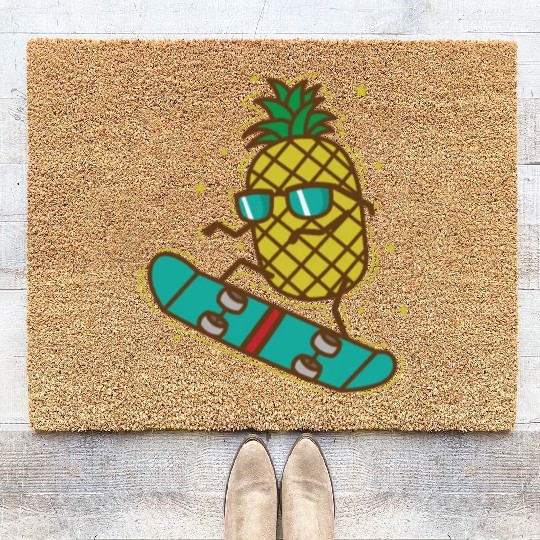 Pineapple rides Skateboard sweet Fruit Coir Doormats