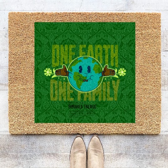 One Earth One Family (Sustainable for earth day) Coir Doormats