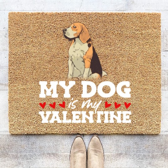 My Dog Is My Valentine Date Cute Doggy Coir Doormats