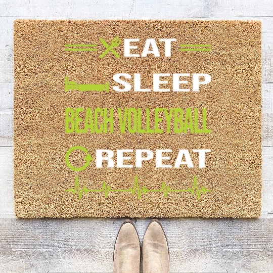 Funny Eat Sleep Repeat Beach Volleyball nostalgia Coir Doormats