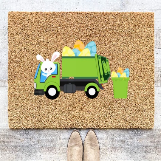 Garbage Truck Easter Bunny Egg Hunt Toddler Kids B Coir Doormats