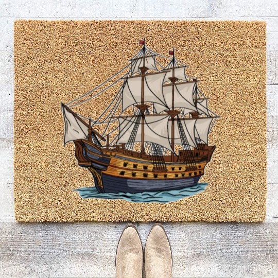 Columbus Day 1492 Ship Coir Doormats