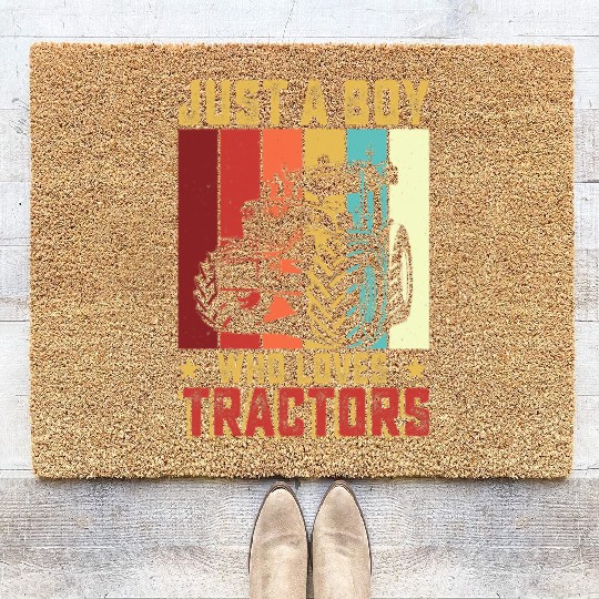 Just A Boy Who Loves Tractors Farmer Farm Kids Boy Coir Doormats