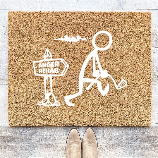 Funny Golf Apparel, Angry Golfer Walks By Anger Re Coir Doormats